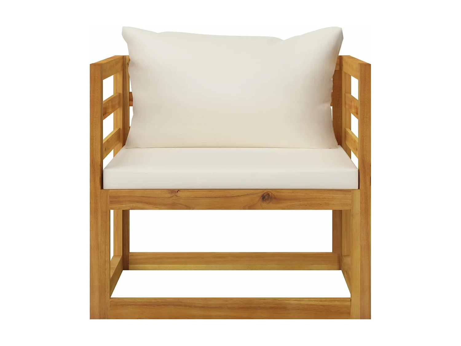 Salon de jardin 5 pcs avec coussin Crème Bois d'acacia solide