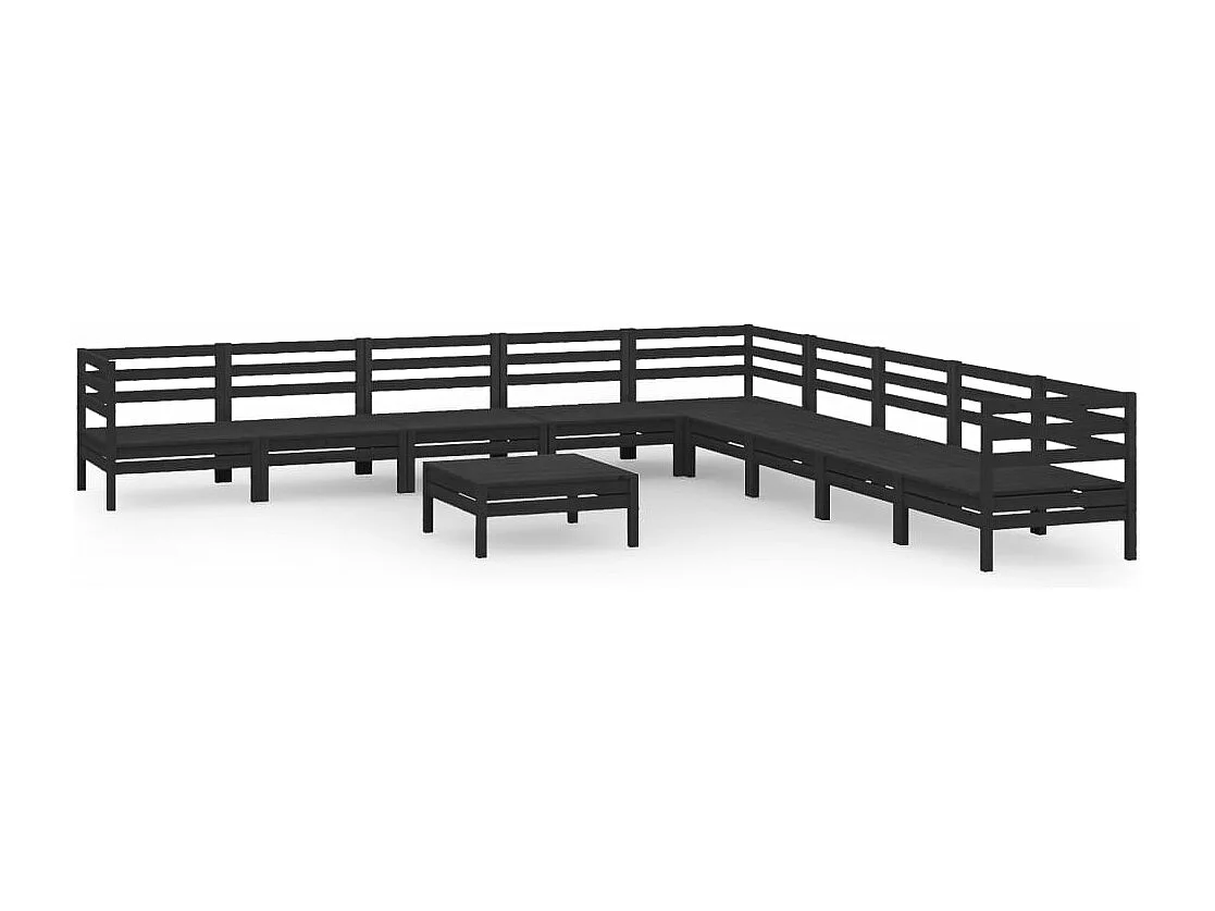 10 pcs conjunto lounge de jardim pinho maciço preto