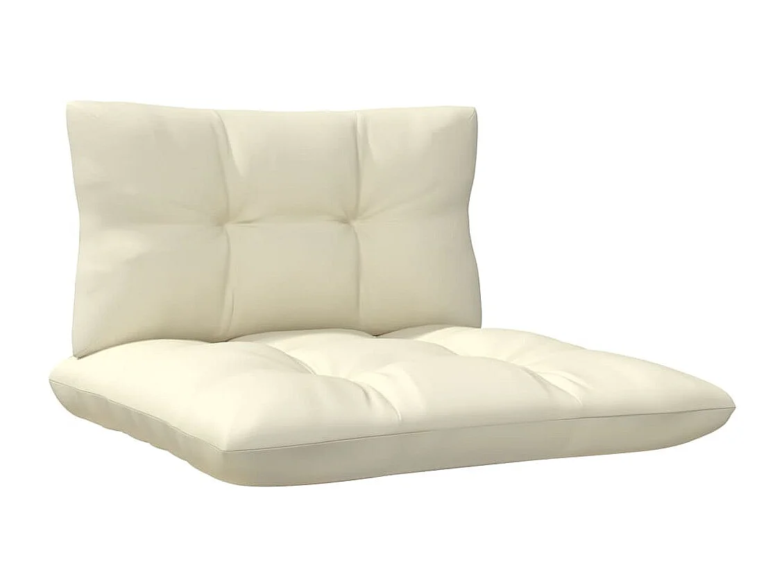 Salon de jardin 3 pcs avec coussins crème bois de pin