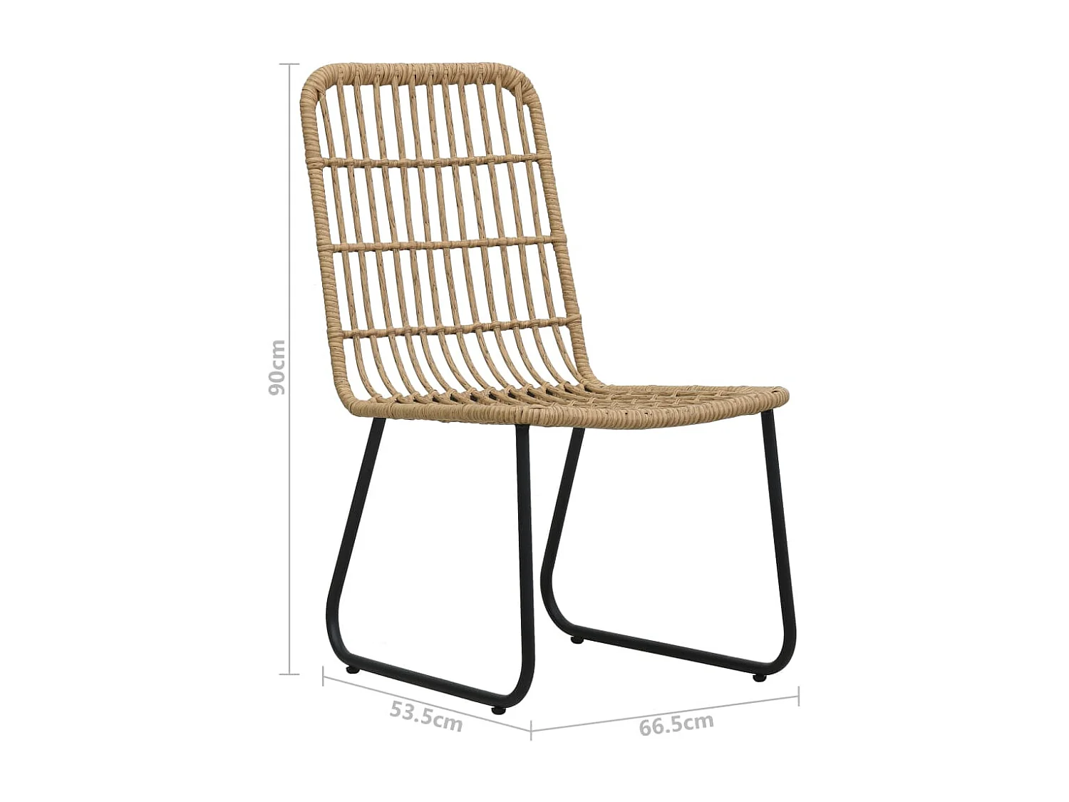 Set da Pranzo da Giardino 3 pz in Polyrattan e Vetro