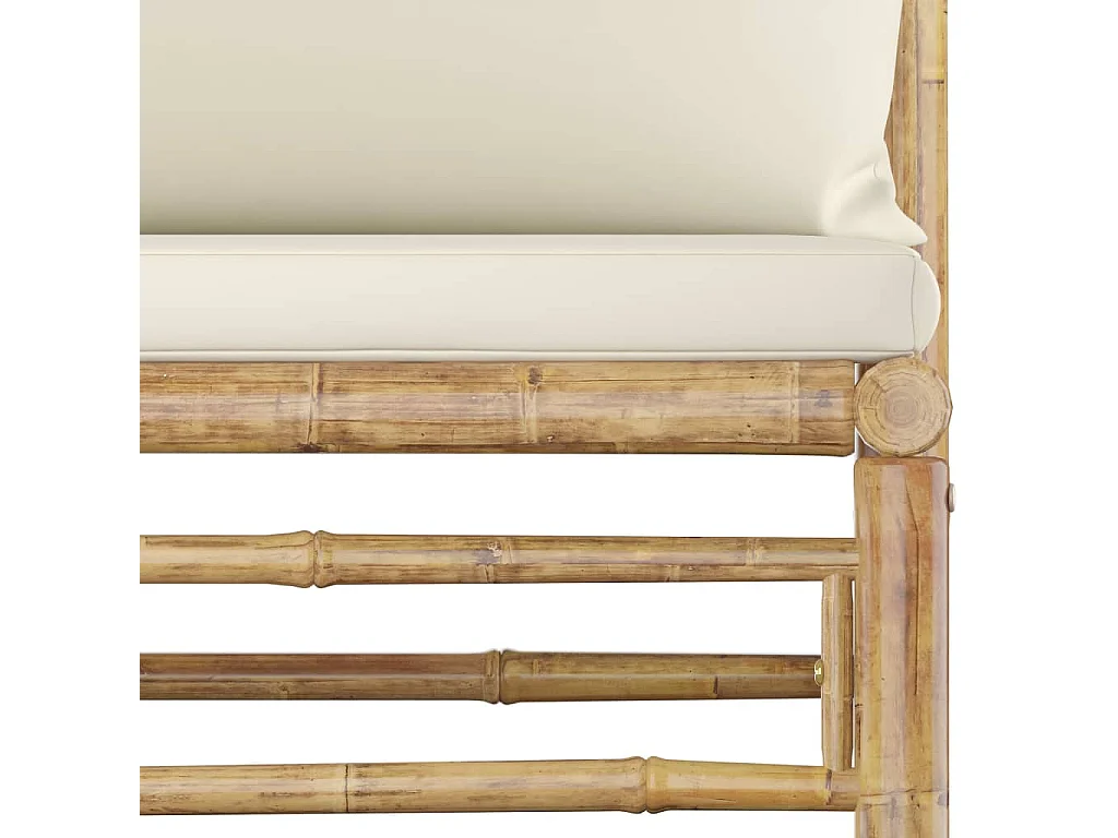 6-tlg. Garten-Lounge-Set mit Cremeweißen Kissen Bambus