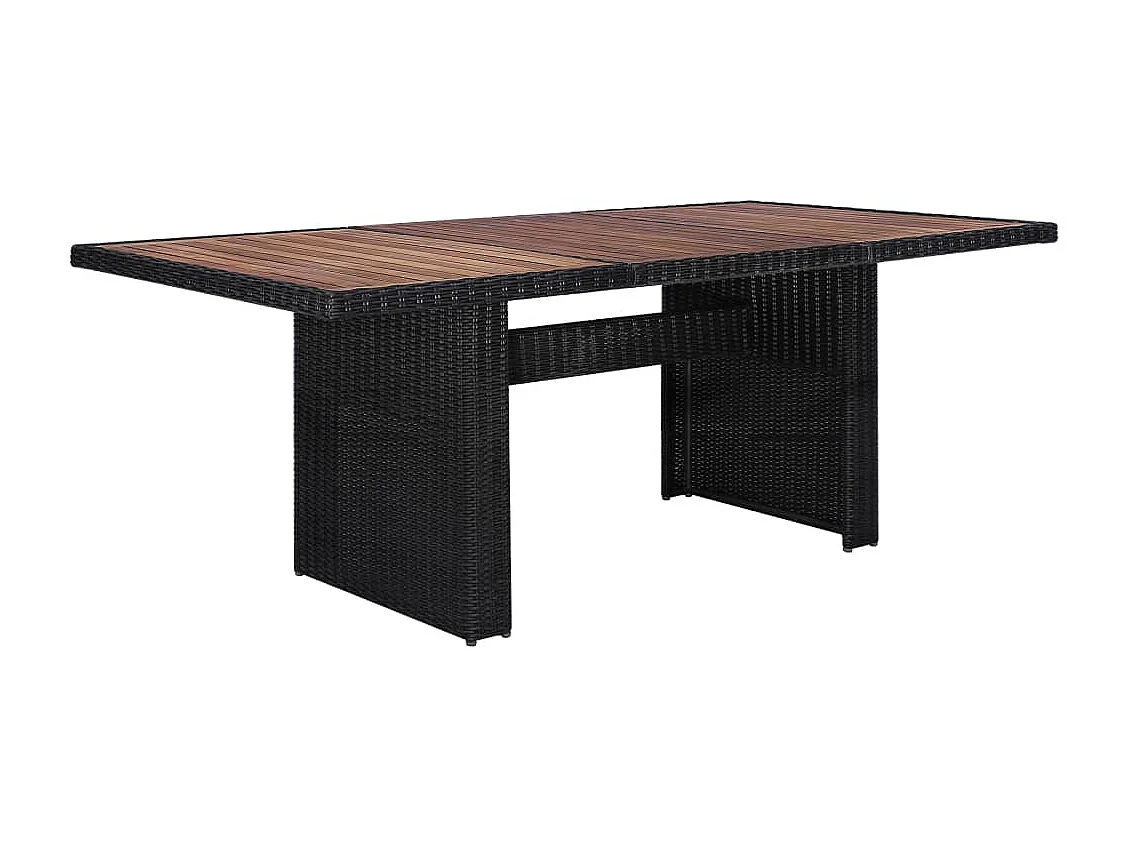 9 pcs conjunto de jantar para jardim vime PE preto