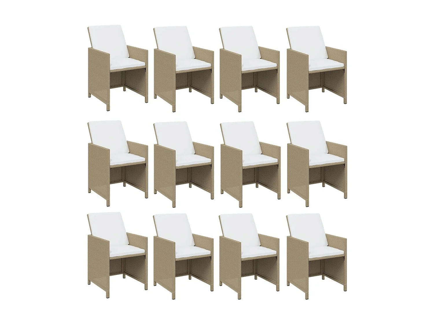 Ensemble à manger de jardin coussins 13pcs Résine tressée Beige