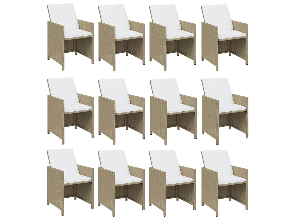 Set da Pranzo da Giardino 13 pz con Cuscini in Polyrattan Beige