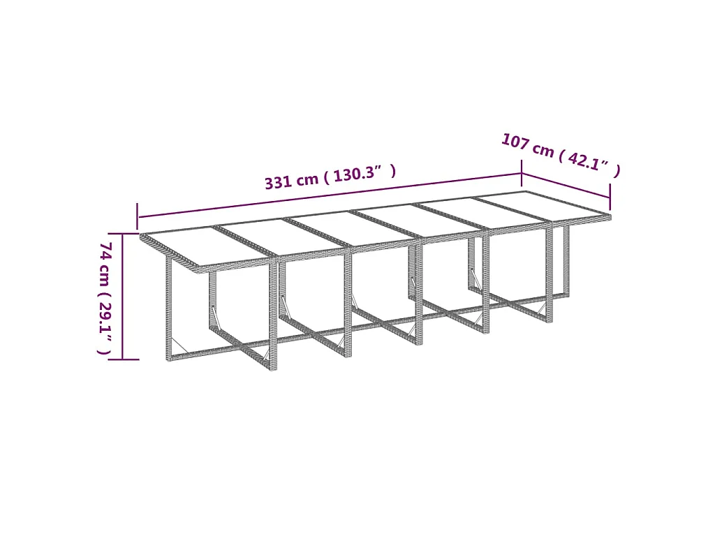 Set da Pranzo da Giardino 13 pz con Cuscini in Polyrattan Beige