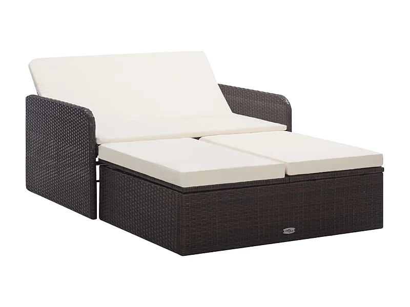 Salon de jardin 2 pcs avec coussins Résine tressée Marron