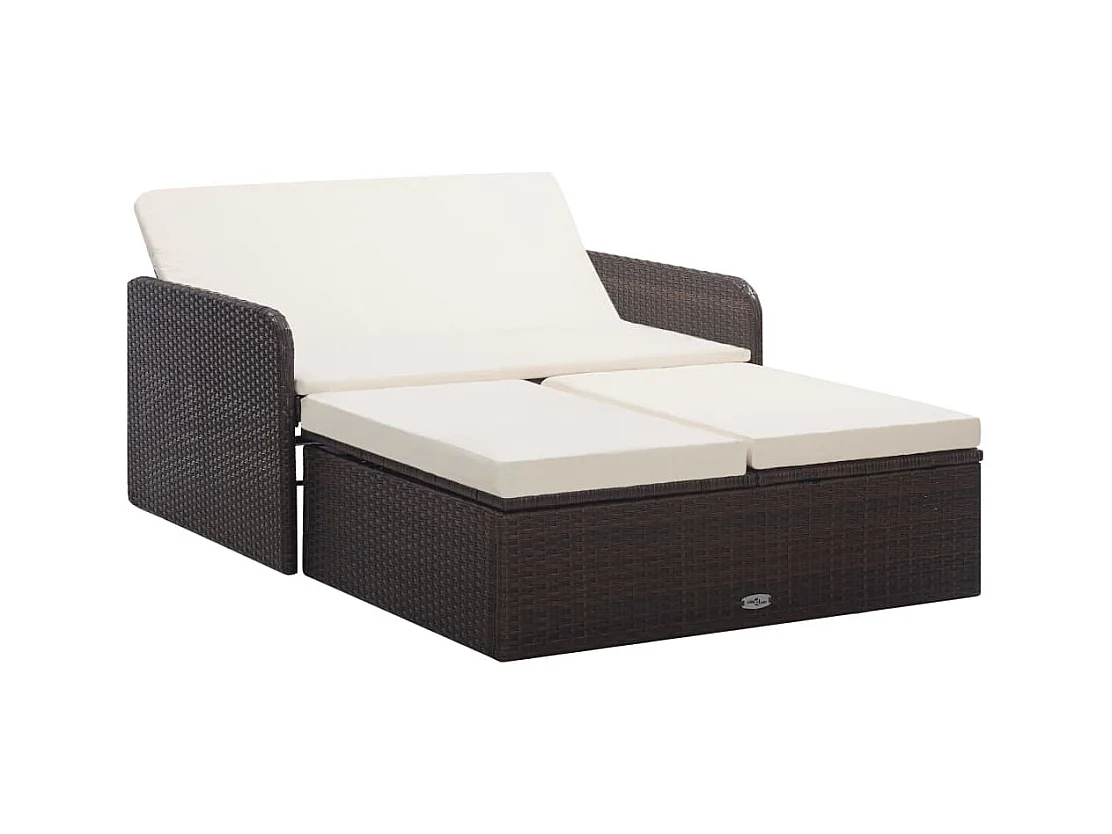 Salon de jardin 2 pcs avec coussins Résine tressée Marron