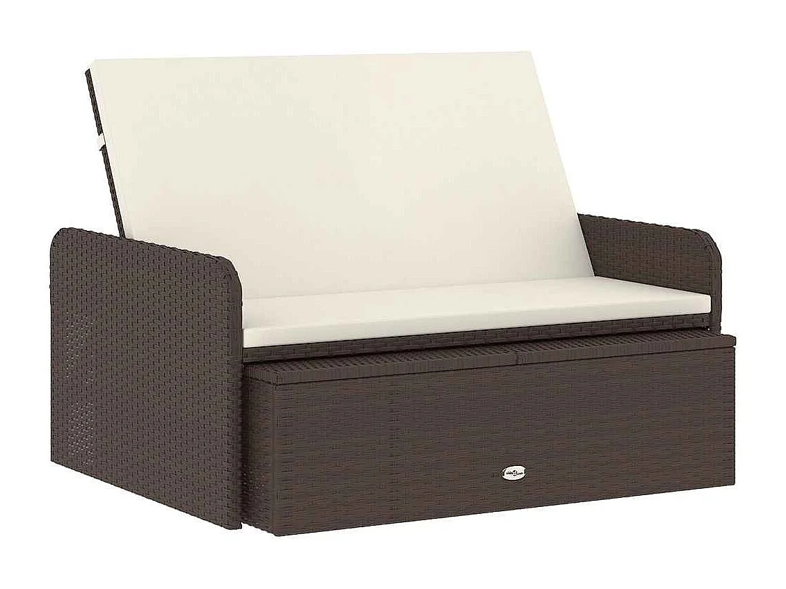 Salon de jardin 2 pcs avec coussins Résine tressée Marron