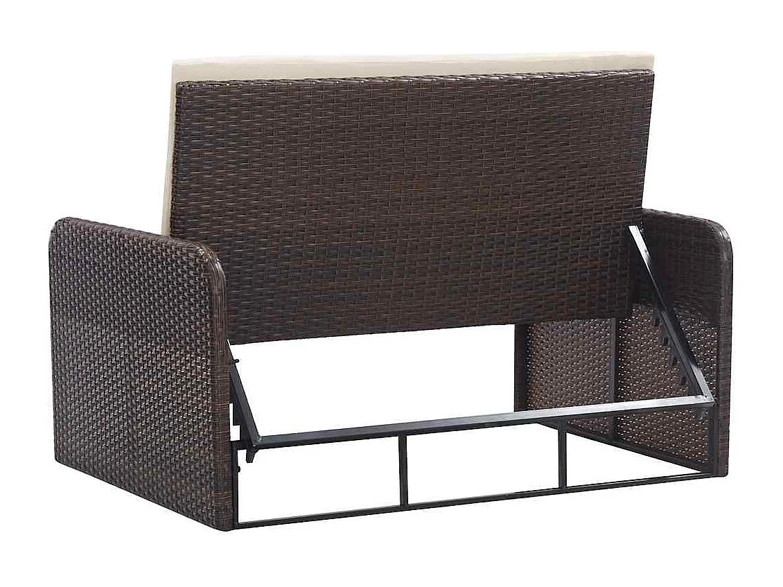 Salon de jardin 2 pcs avec coussins Résine tressée Marron