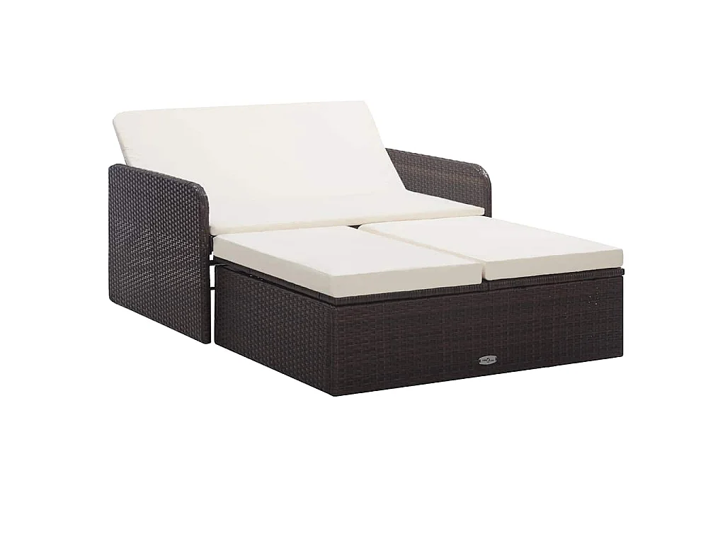 2-tlg. Garten-Lounge-Set mit Auflagen Poly Rattan Braun