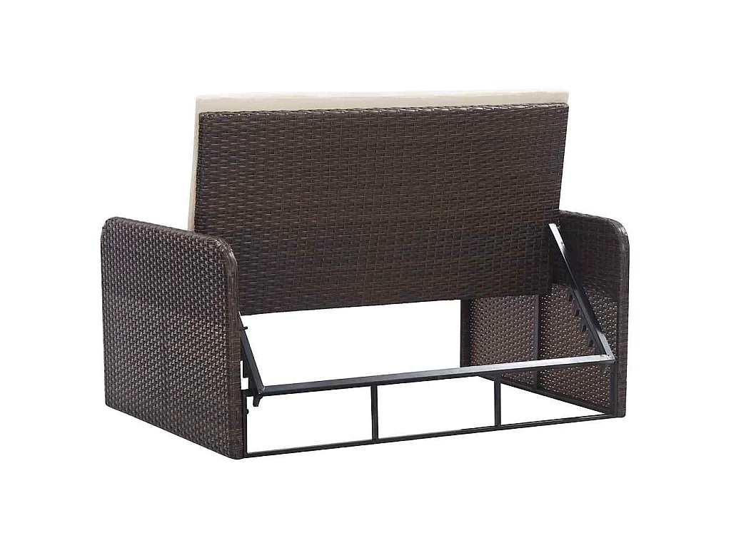 2-tlg. Garten-Lounge-Set mit Auflagen Poly Rattan Braun