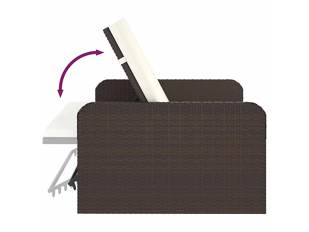 2-tlg. Garten-Lounge-Set mit Auflagen Poly Rattan Braun