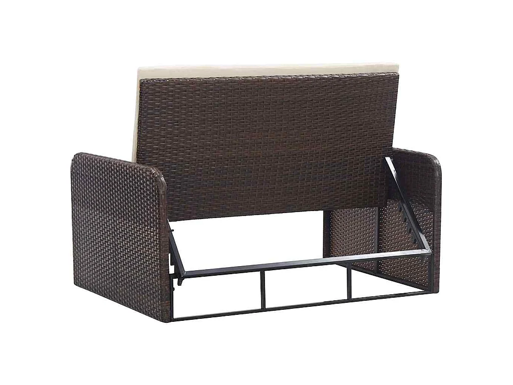 Salon de jardin 2 pcs avec coussins Résine tressée Marron
