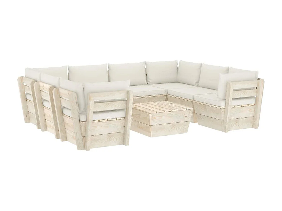 9-tlg. Garten-Sofagarnitur aus Paletten mit Kissen Fichtenholz