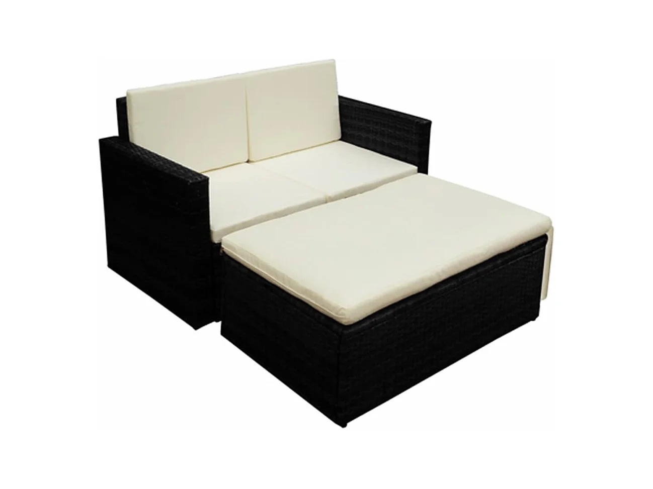 Set Divani da Giardino 2 pz con Cuscini in Polyrattan Nero