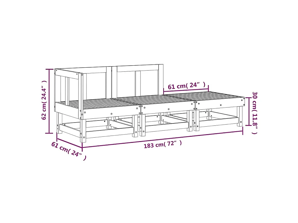 3-tlg. Garten-Lounge-Set Massivholz Douglasie