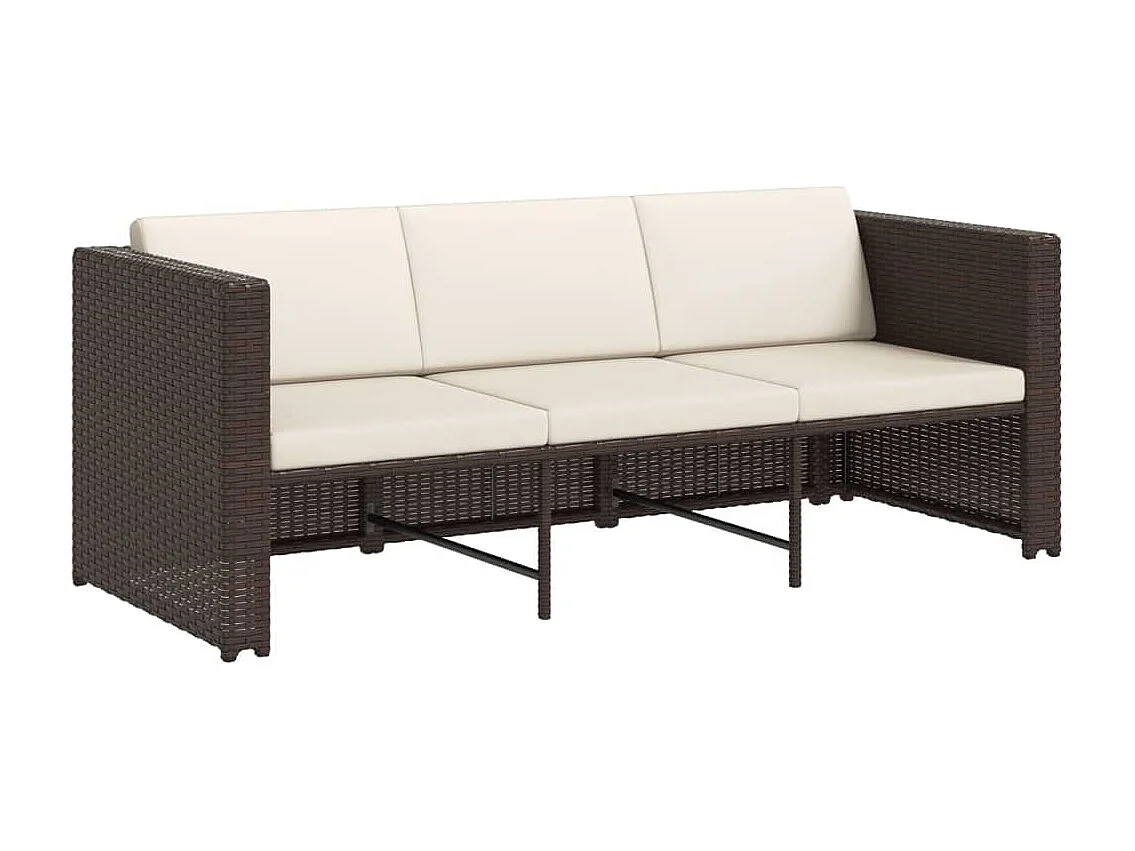 4-tlg. Garten-Lounge-Set mit Auflagen Poly Rattan Braun