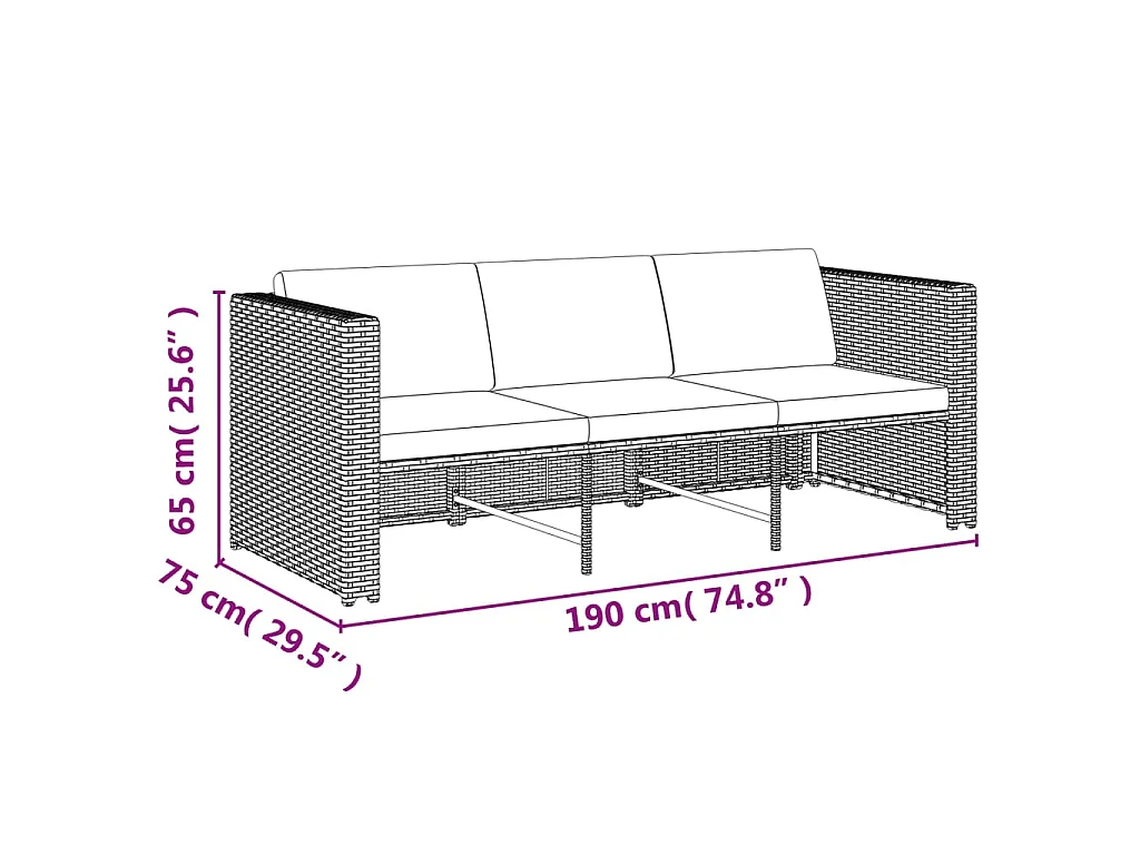 Salon de jardin 4 pcs avec coussins Résine tressée Marron