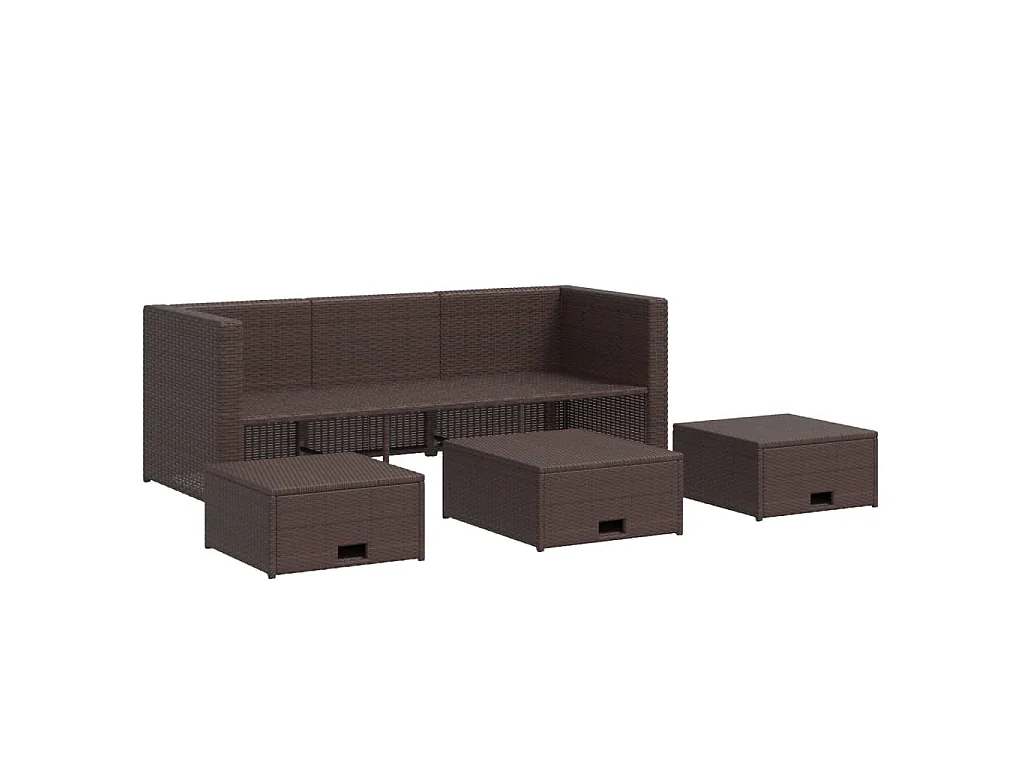 Salon de jardin 4 pcs avec coussins Résine tressée Marron