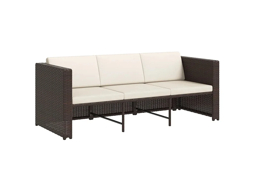 Salon de jardin 4 pcs avec coussins Résine tressée Marron