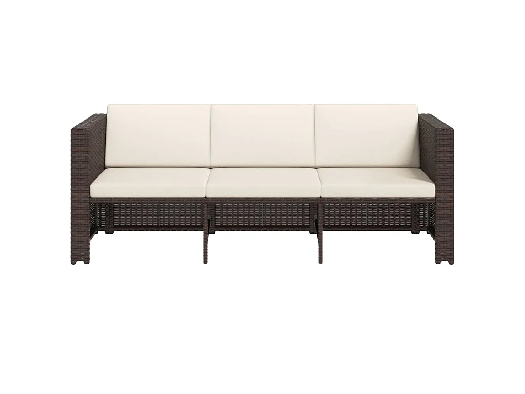 Salon de jardin 4 pcs avec coussins Résine tressée Marron