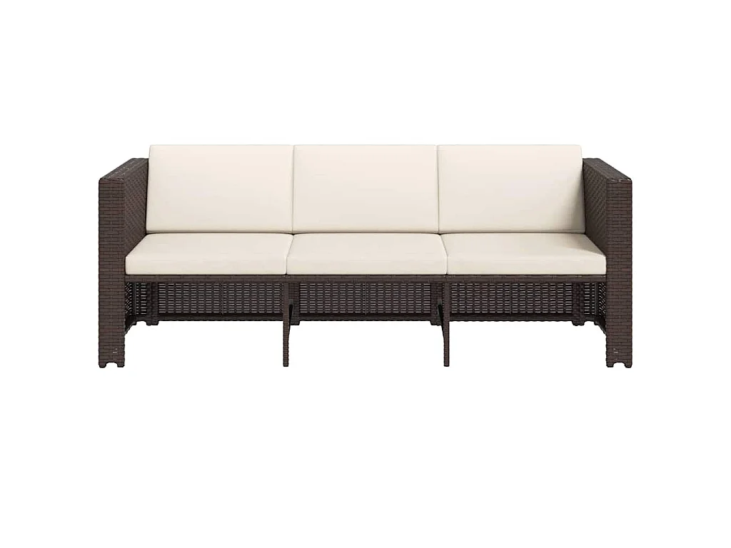 4 pcs conjunto lounge jardim c/ almofadões vime PE castanho