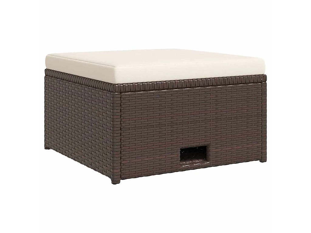 4 pcs conjunto lounge jardim c/ almofadões vime PE castanho