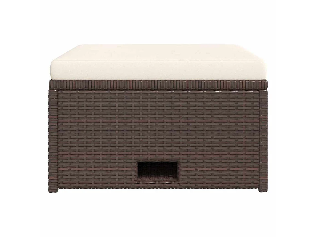 4 pcs conjunto lounge jardim c/ almofadões vime PE castanho