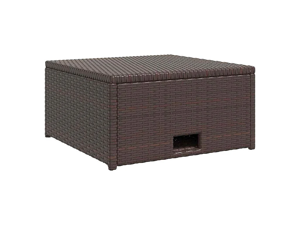 4 pcs conjunto lounge jardim c/ almofadões vime PE castanho