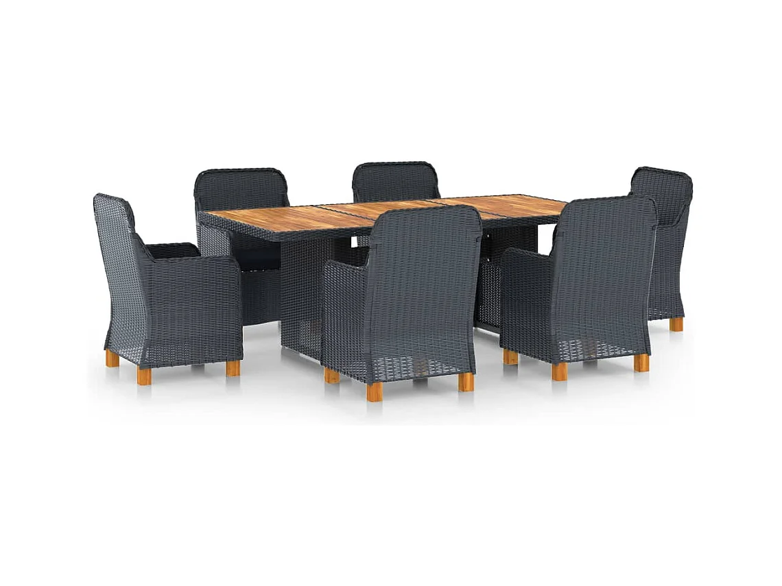 Ensemble à manger d'extérieur 7pcs et coussins résine tressée