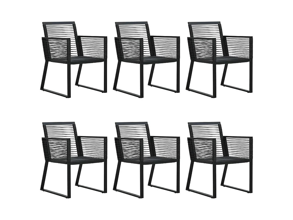 7-delige Tuinset PVC-rattan zwart
