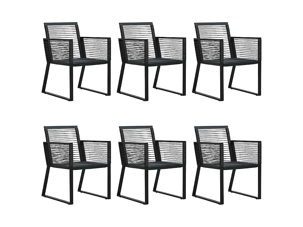 Set da Pranzo da Giardino 7 pz in Rattan PVC Nero