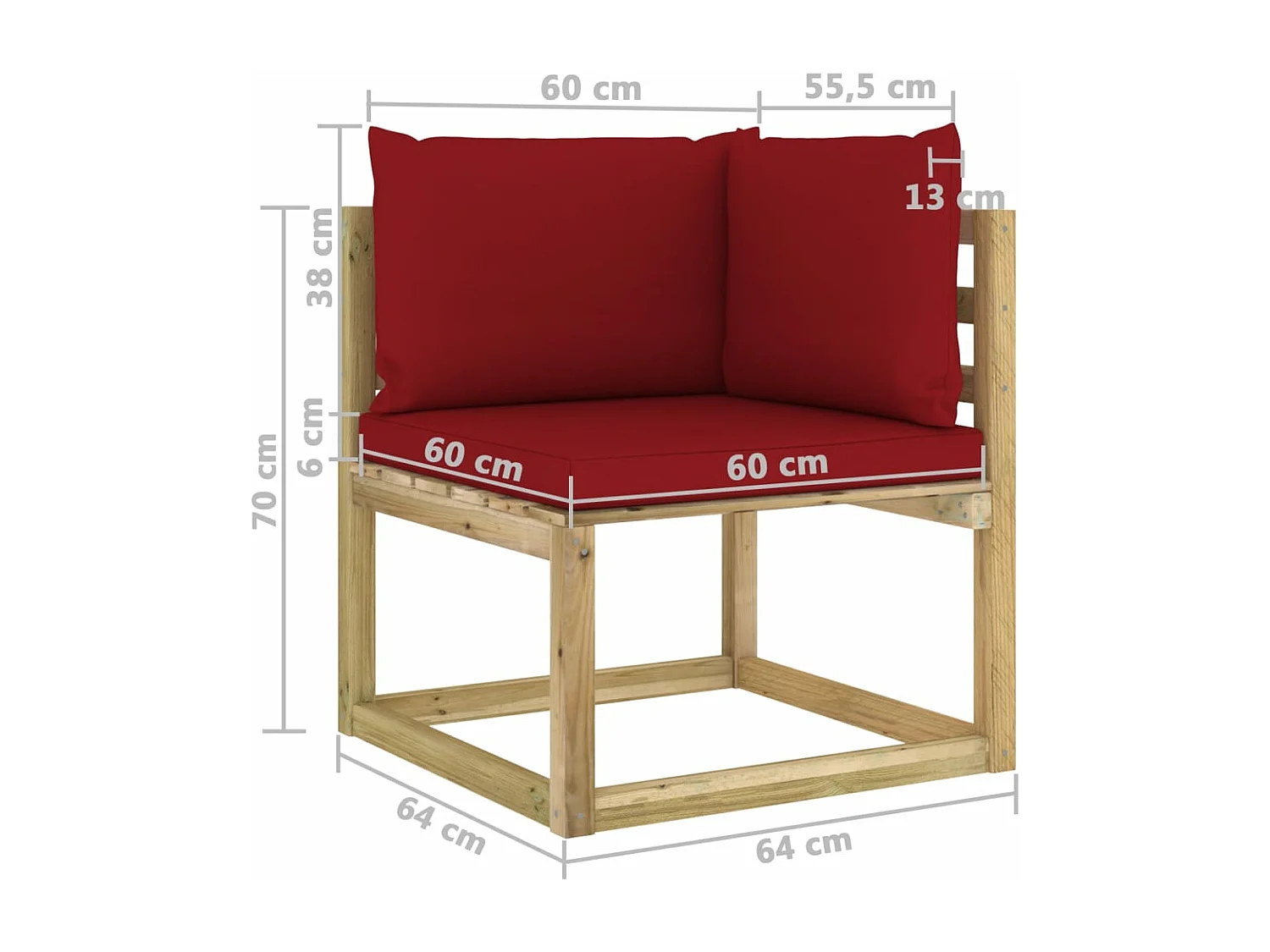 Conj. lounge de jardim 10 pcs com almofadões pinho impregnado