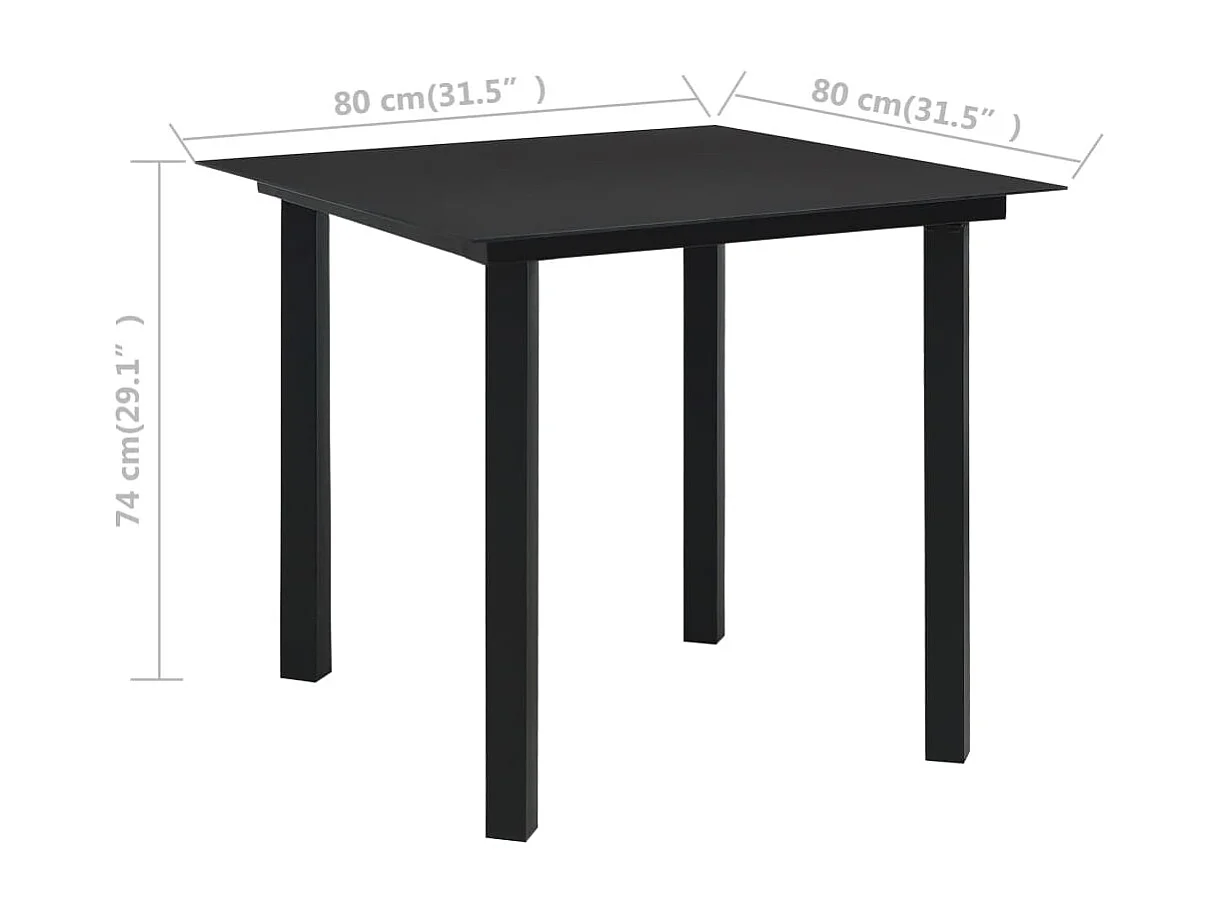 Ensemble à manger d'extérieur 5 pcs Rotin PVC Noir