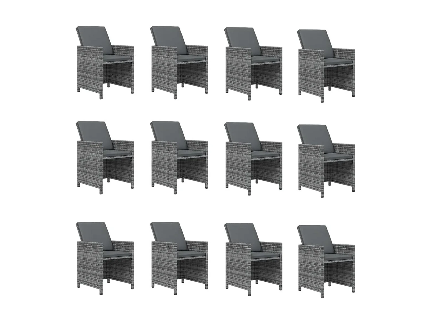 Ensemble à manger de jardin coussins 13 pcs Résine tressée Gris