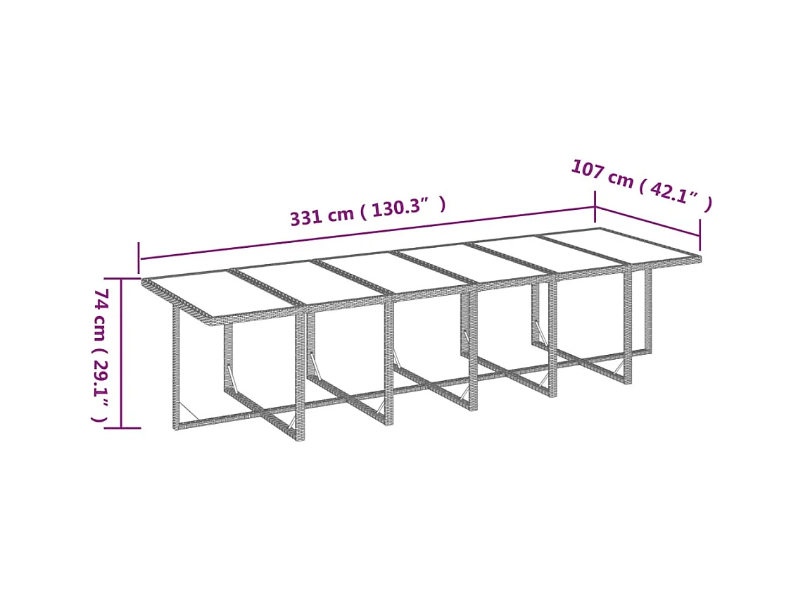 13-tlg. Garten-Essgruppe mit Kissen Poly Rattan Grau
