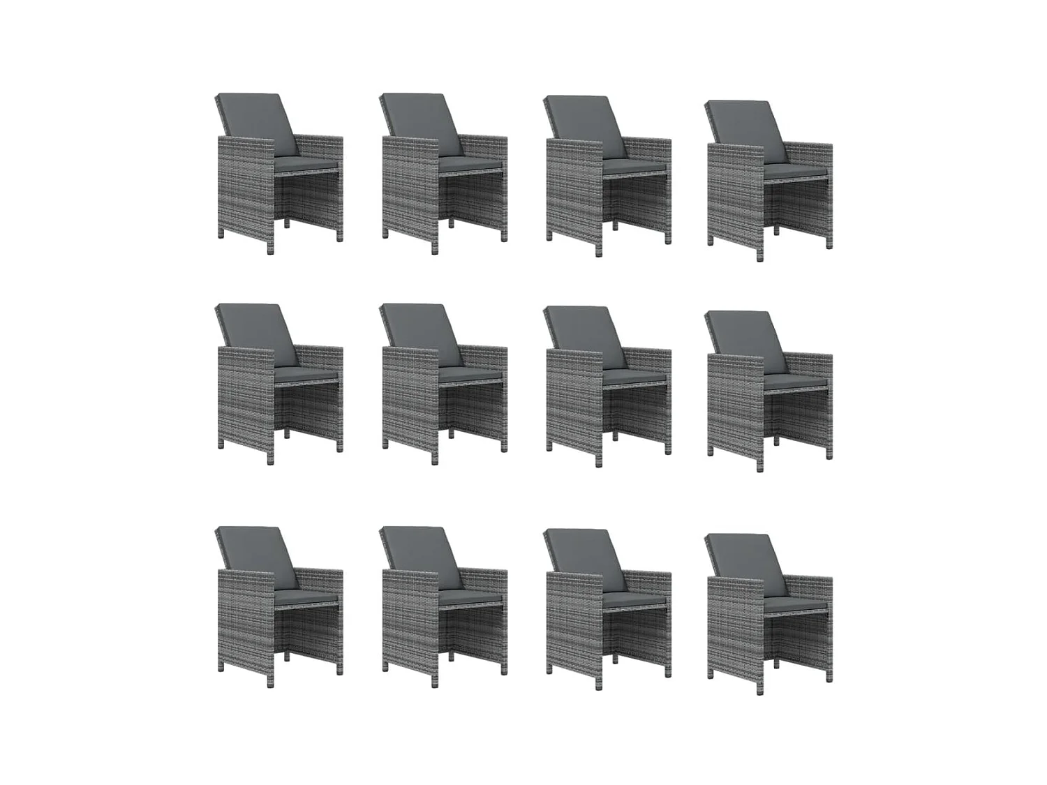 13-tlg. Garten-Essgruppe mit Kissen Poly Rattan Grau
