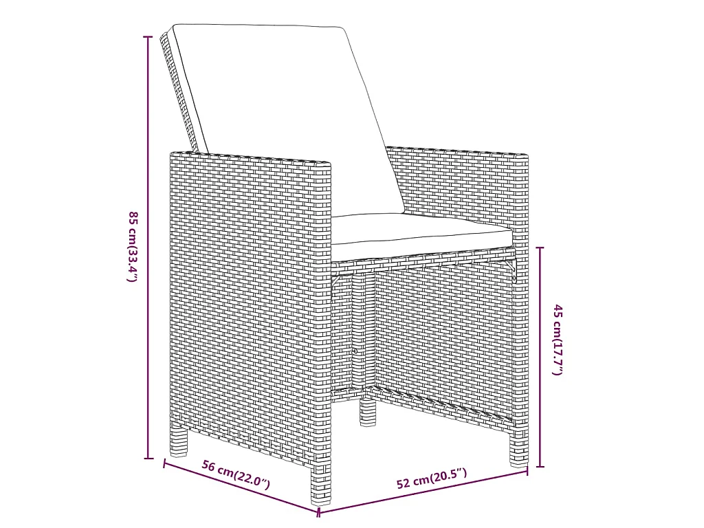 13-delige Tuinset met kussens poly rattan grijs
