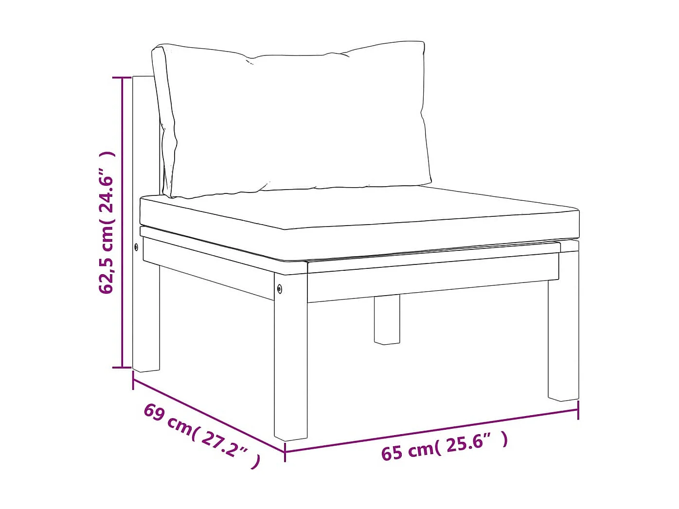 Salon de jardin 5 pcs avec coussin crème Bois d'acacia solide