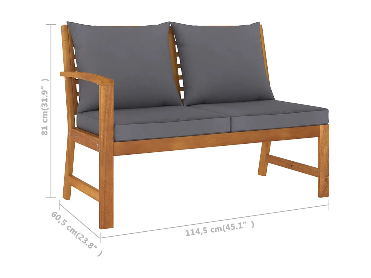 Salon de jardin 4 pcs avec coussin Bois d'acacia solide