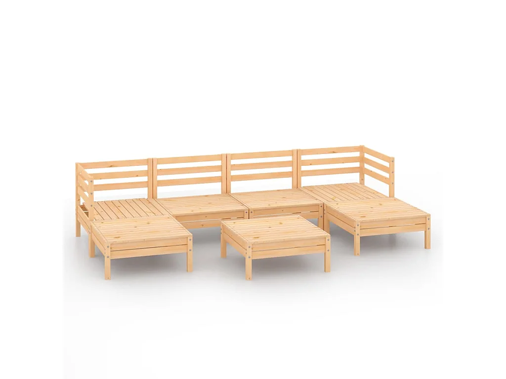 7-tlg. Garten-Lounge-Set Massivholz Kiefer