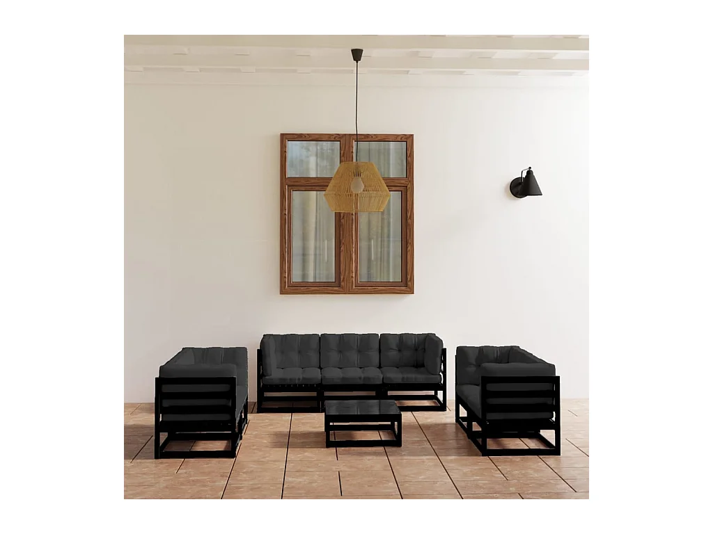 Set Divani da Giardino 8 pz con Cuscini Legno Massello di Pino