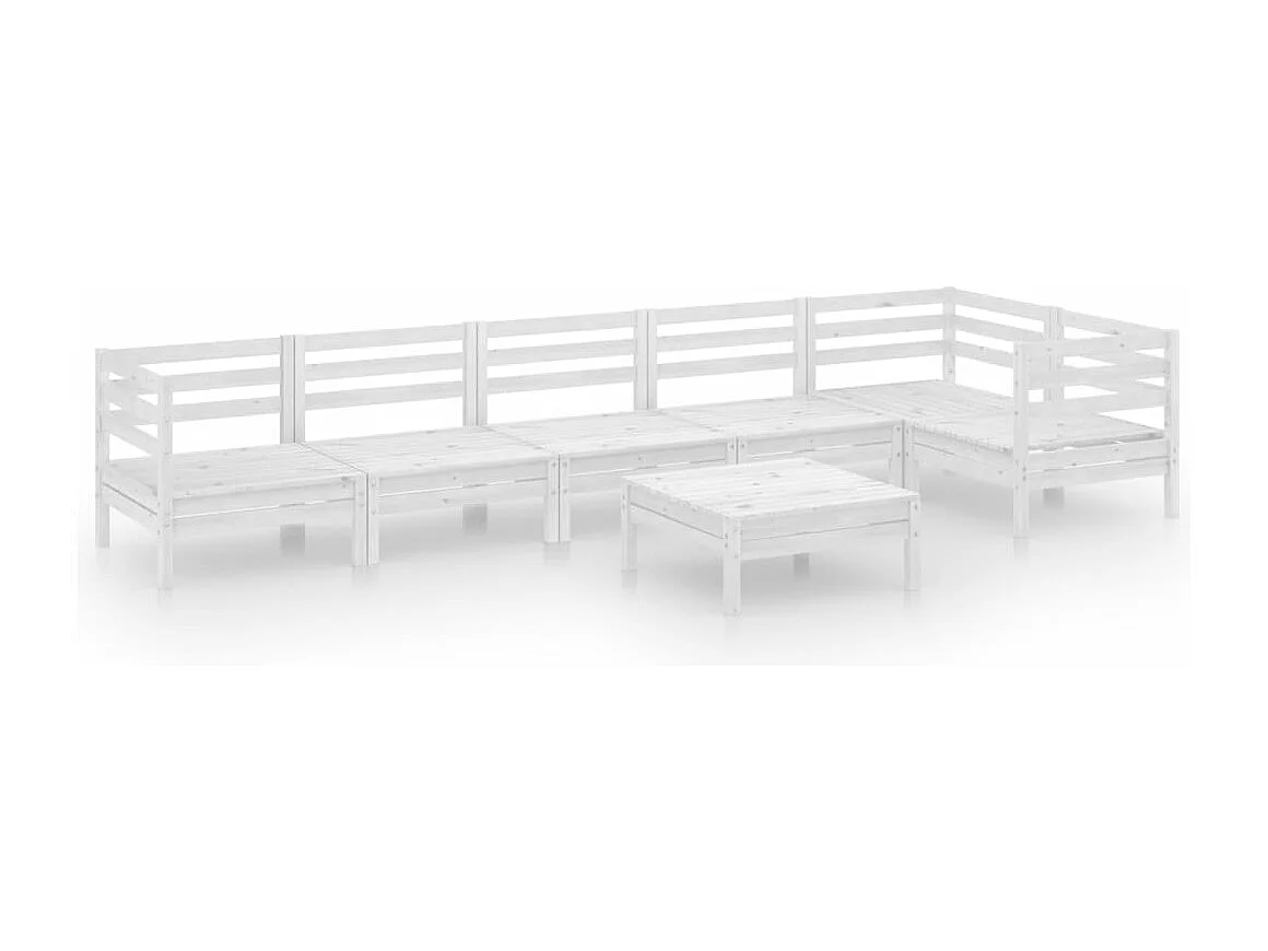 Salon de jardin 7 pcs Bois de pin massif Blanc