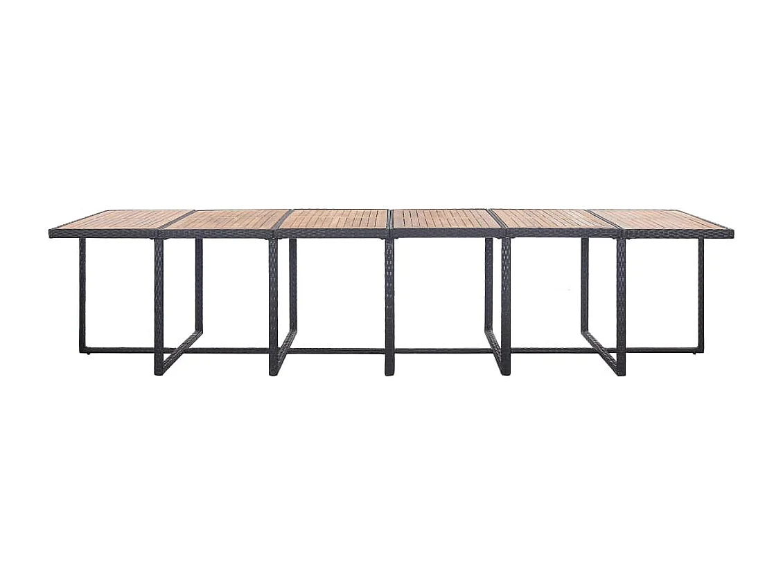 Ensemble à manger d'extérieur 17 pcs avec coussins Rotin Noir