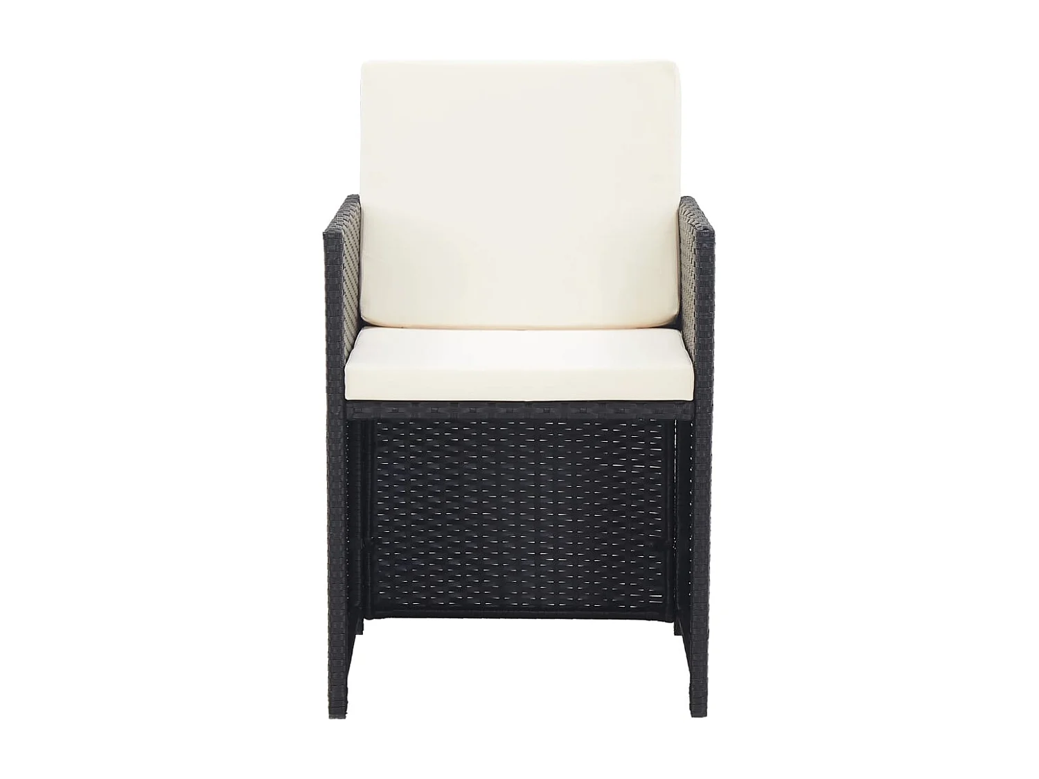 Ensemble à manger d'extérieur 17 pcs avec coussins Rotin Noir