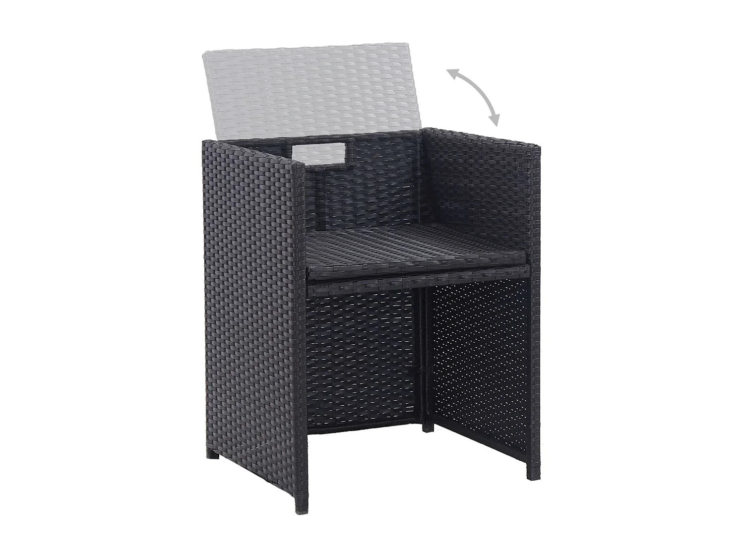 Ensemble à manger d'extérieur 17 pcs avec coussins Rotin Noir