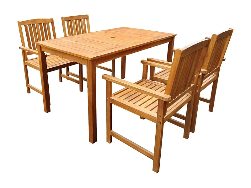 Ensemble à manger d'extérieur 5 pcs Bois d'acacia solide
