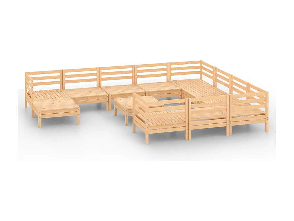 12-tlg. Garten-Lounge-Set Massivholz Kiefer