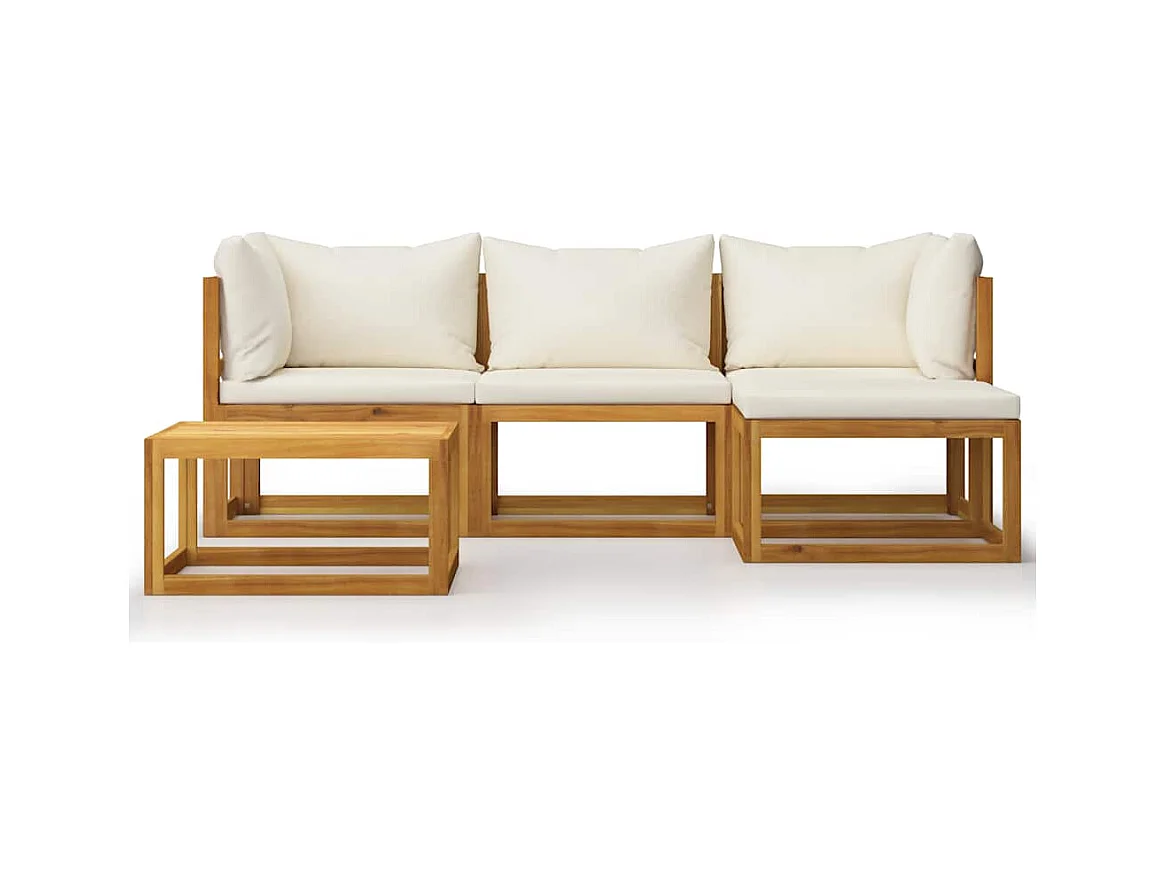 Salon de jardin 5 pcs avec coussins Bois d'acacia solide