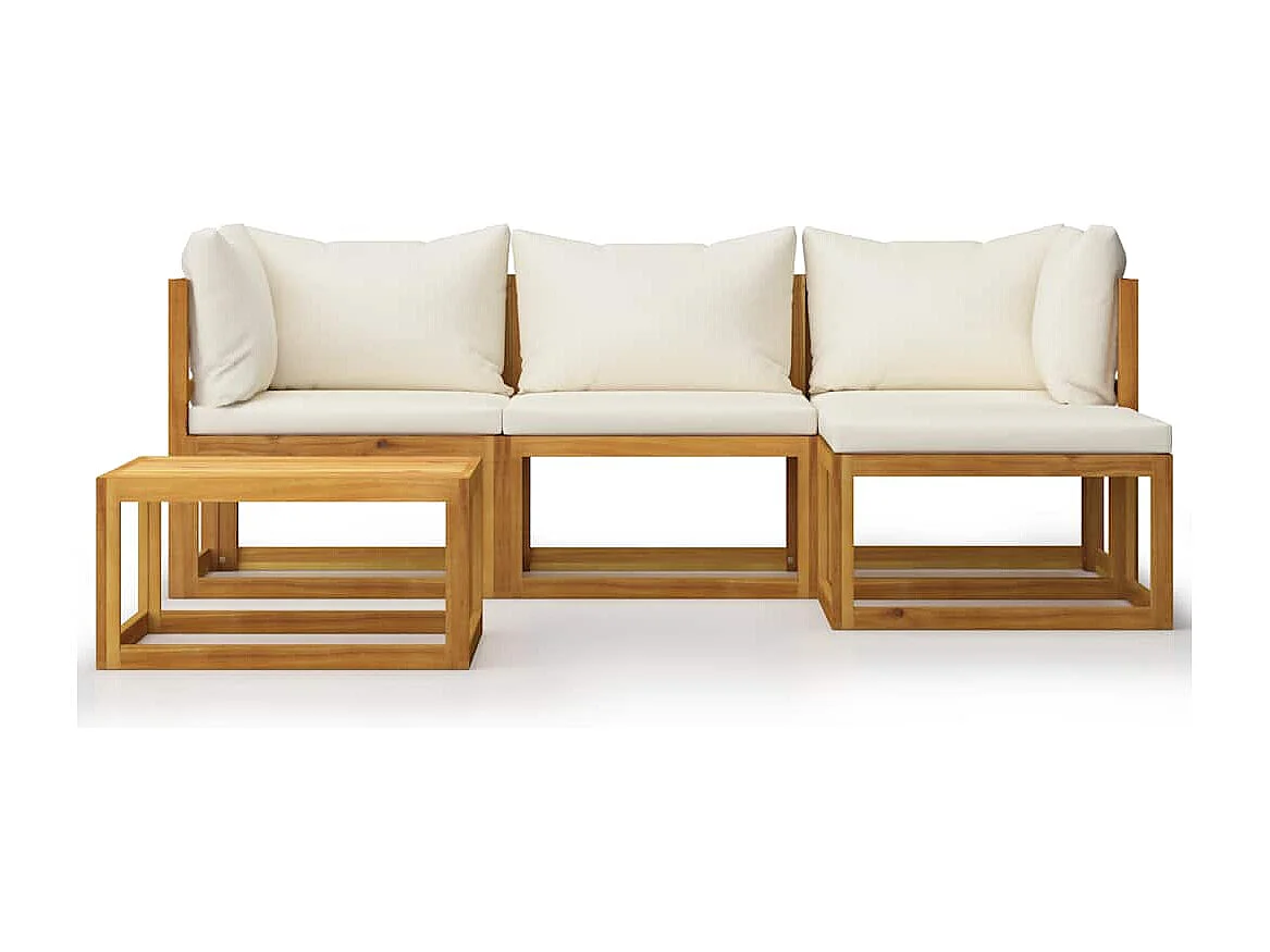 Salon de jardin 5 pcs avec coussins Bois d'acacia solide